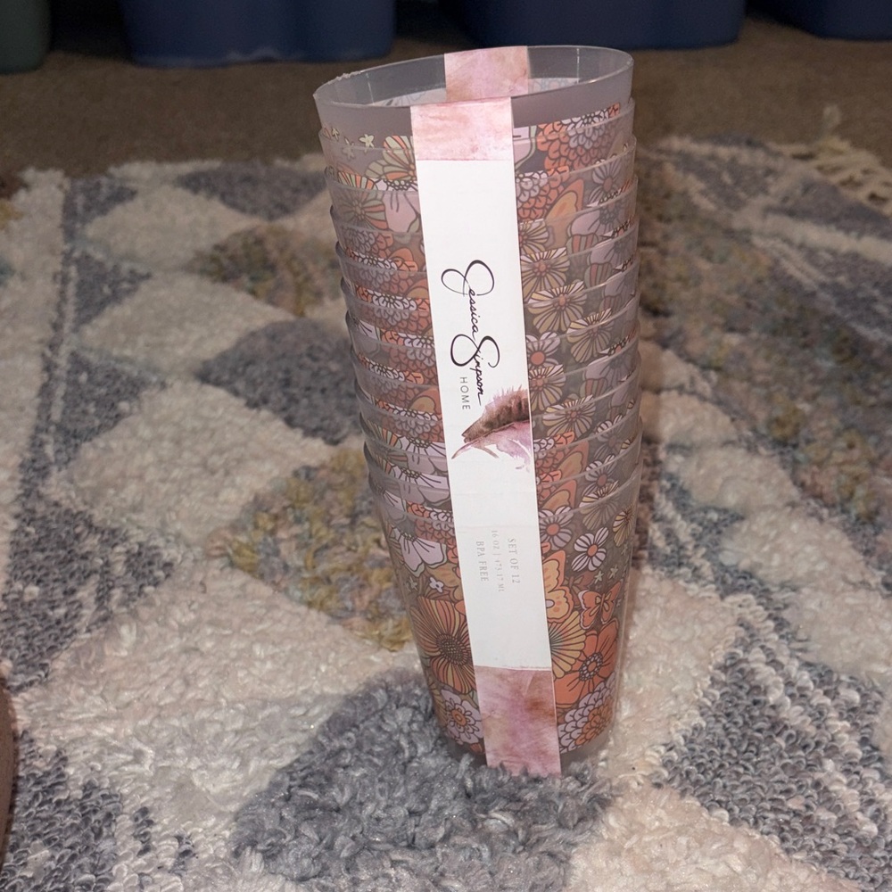 Jessica Simpson Floral Cups- 12 Pack